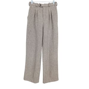 ba&sh 100% Wool Warm Lined Double Pleated Straight Leg Tan Pants Size S